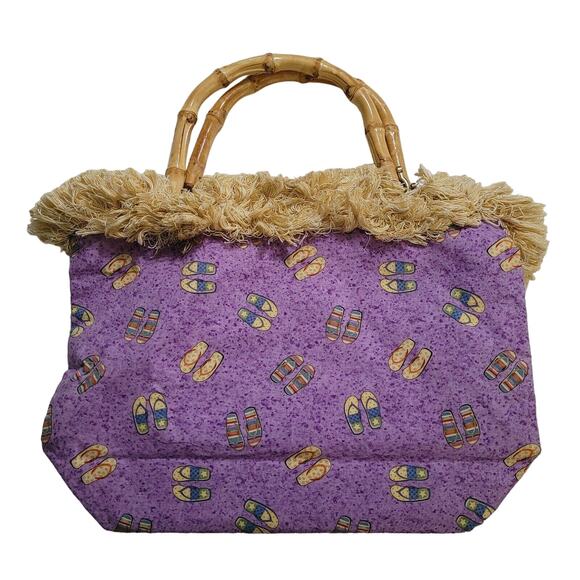 One of a Kind Designs Beach Purse Bamboo Handle - Picture 1 of 10